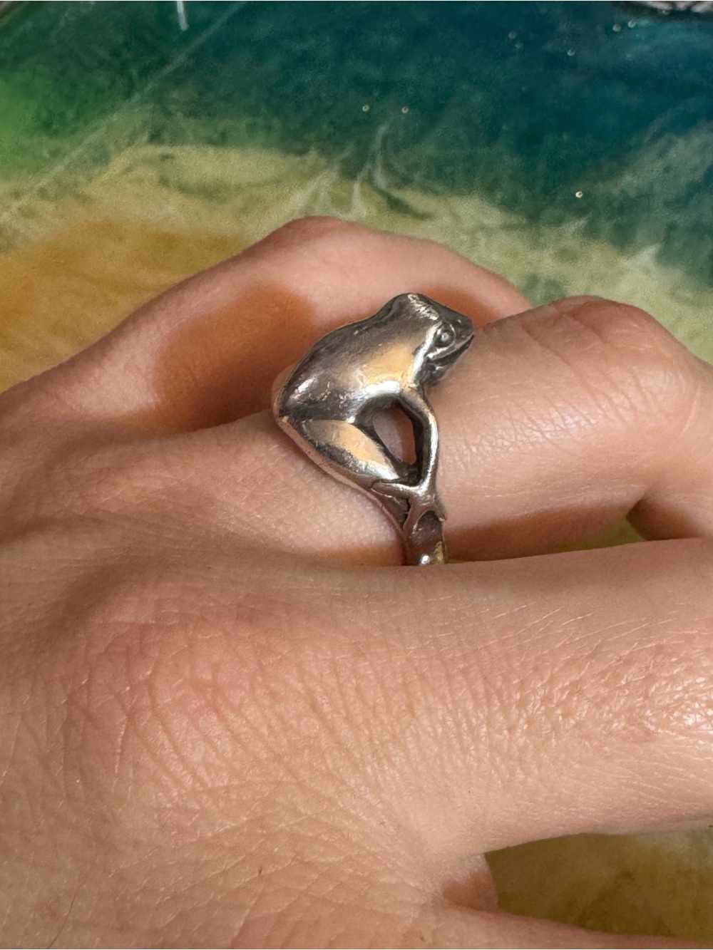 James Yesberger JY Sterling Silver Frog Prince Ring Size 7 Vintage Signed